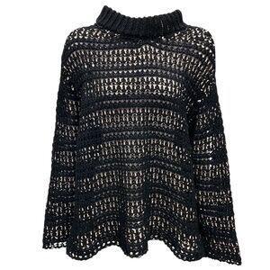 NAMACHEKO BLACK ZIREK LONG SLEEVE COTTON OPEN KNIT SWEATER